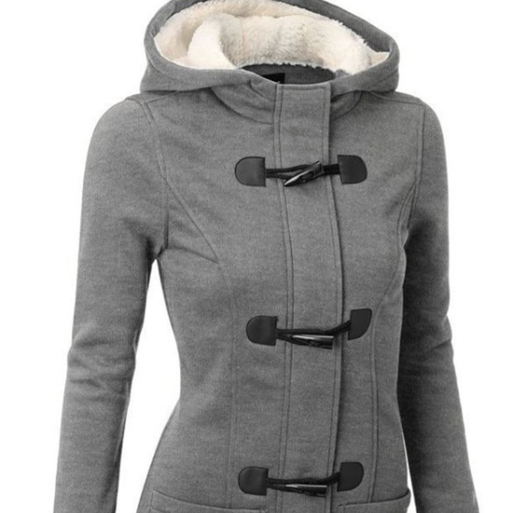 Zip up Sweatshirt Hoodie -Gray with Black - S M L